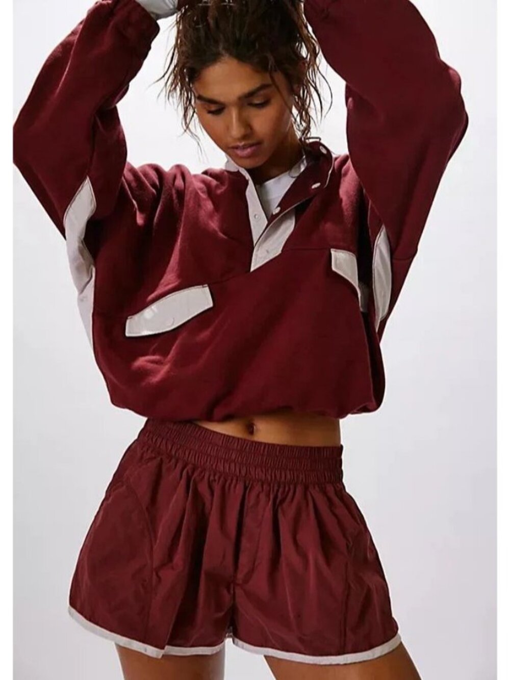 NEW Free People World Tour Shorts Set Retro Preppy Athleisure Gorpcore Womens XL
